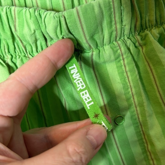 Disney Store Tinker Bell Green Stripe Pajama Pants 100% Cotton Size Large - Picture 7 of 10